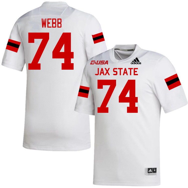 #74 Clay Webb Jacksonville State Gamecocks College Football Jerseys Stitched-White